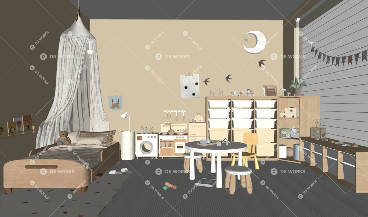 Organic Modern General Children's Room 3d model thumbnail 2