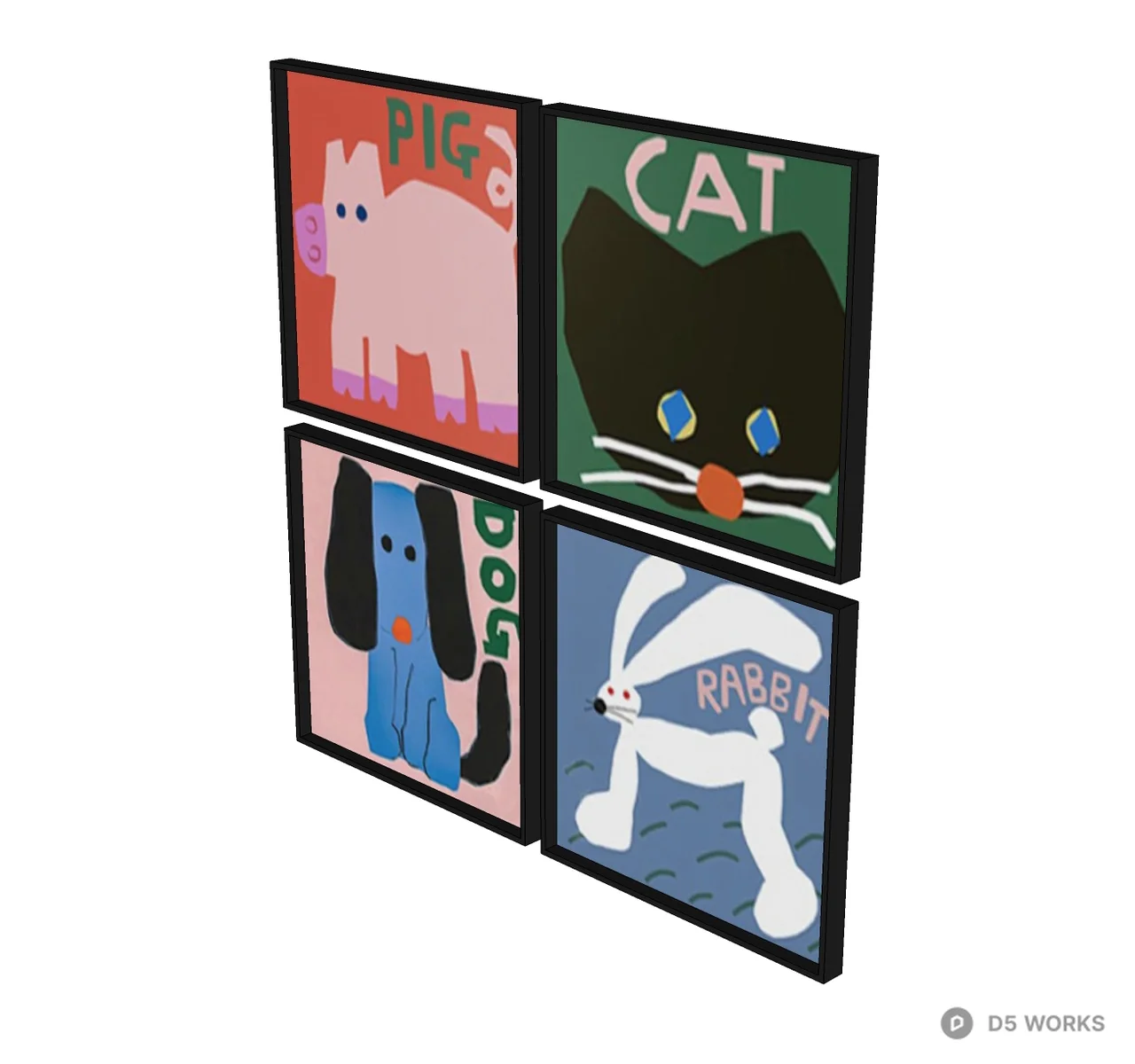 Animal Theme Wall Art Set 3d model thumbnail 2