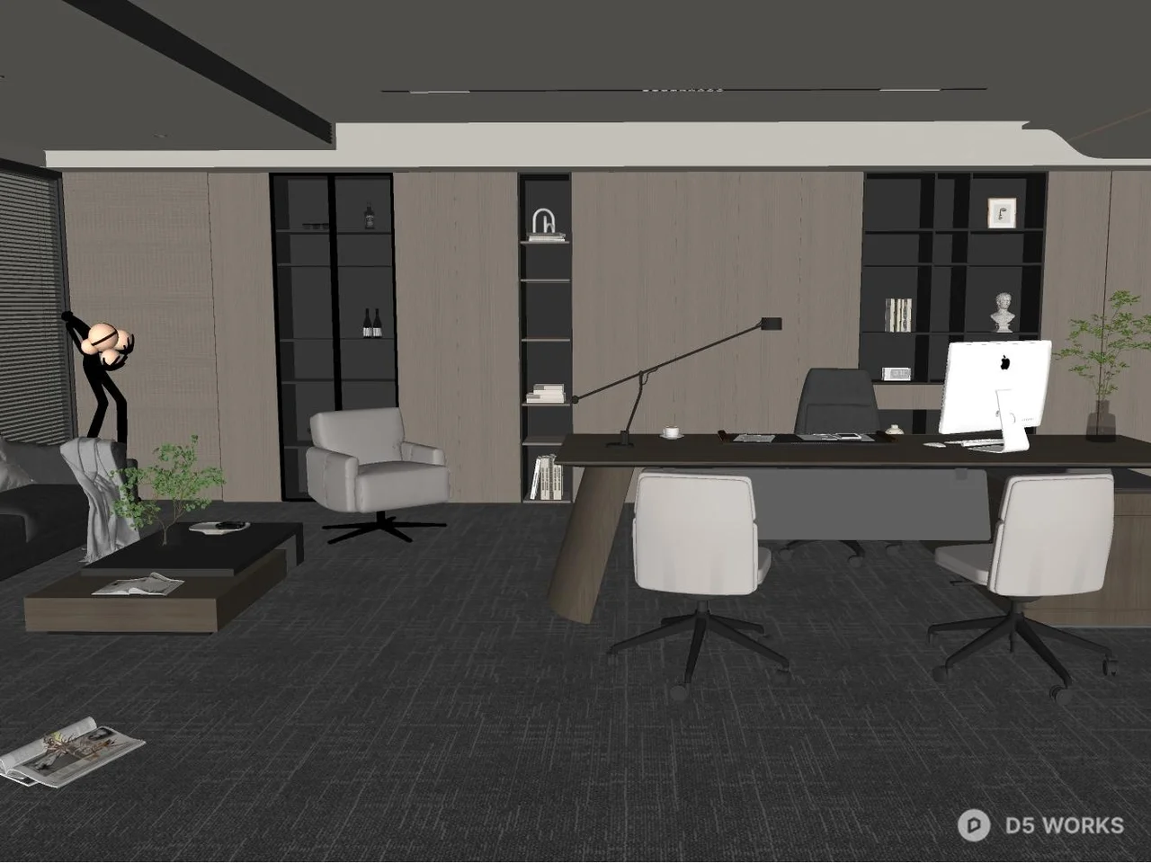 Modern Executive Office with Minimalist Design 3d model thumbnail 2