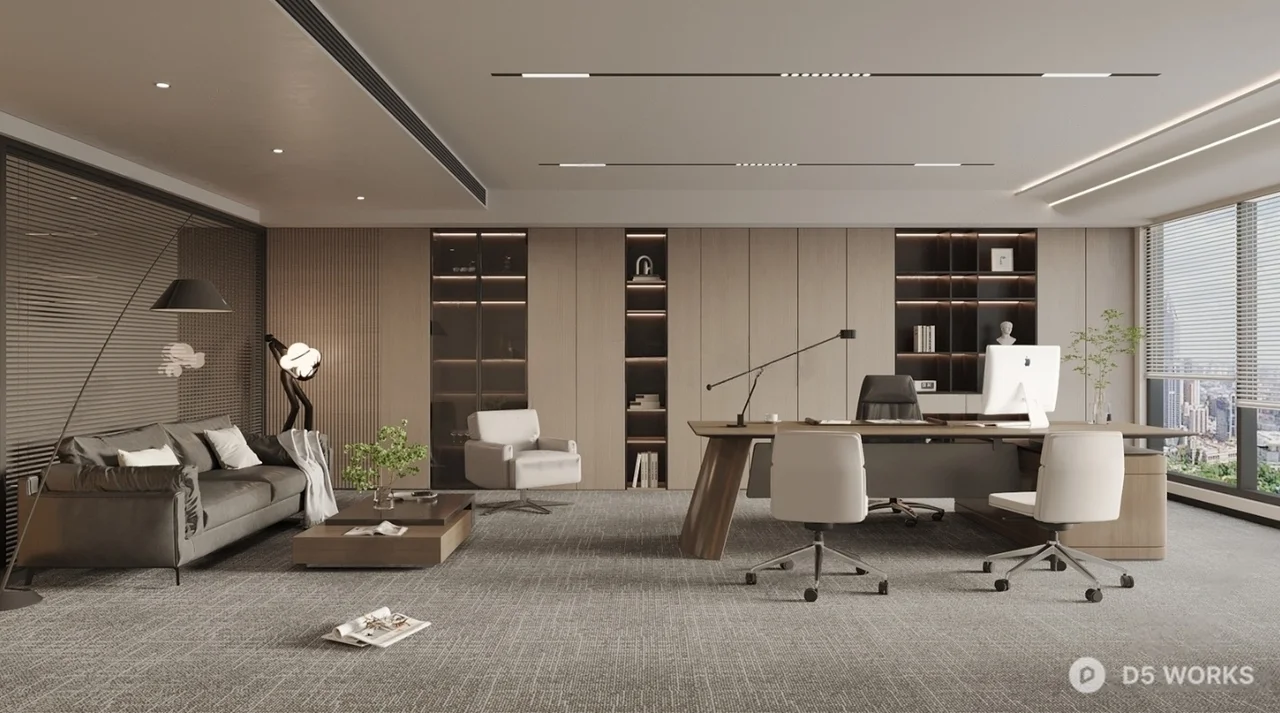 Modern Executive Office with Minimalist Design 3d model - Image 1