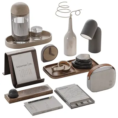Minimalist Desktop Accessory Set 3d model