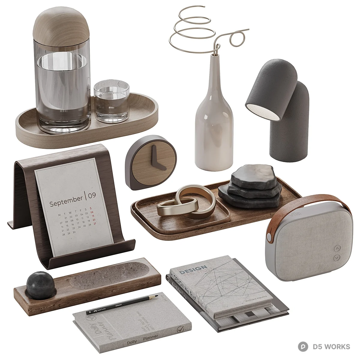 Minimalist Desktop Accessory Set 3d model - Image 1