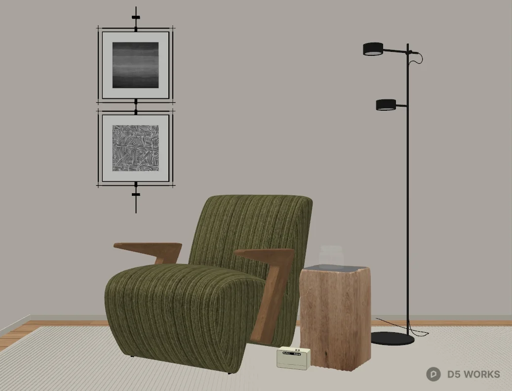 Black Fluted Console Table With Gold Legs 3d model thumbnail 2