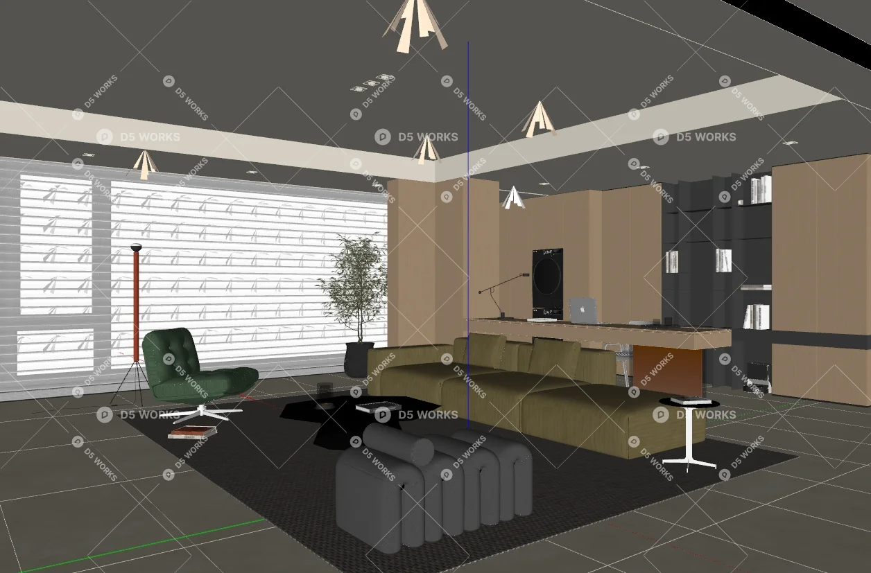 Modern Home Living Room 3d model thumbnail 2
