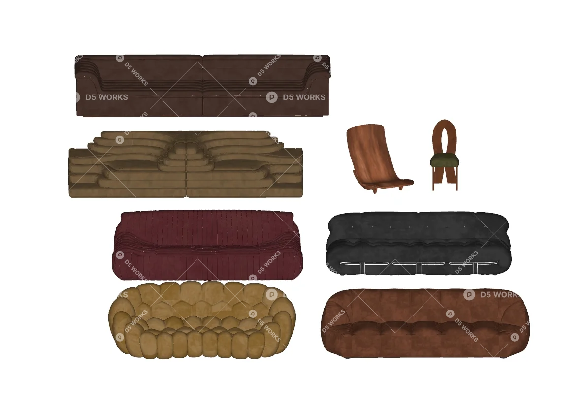 Modular Sofa Set 3d model thumbnail 2