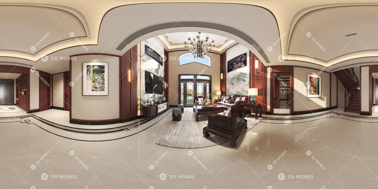 Classical Chinese Living & Dining Room 3d model thumbnail 5