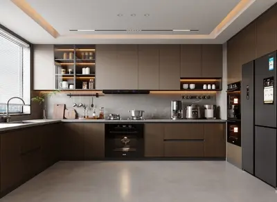 Modern Minimalist Closed Kitchen 3d model