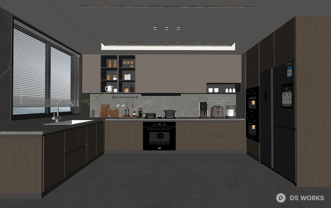 Modern Minimalist Closed Kitchen 3d model thumbnail 2