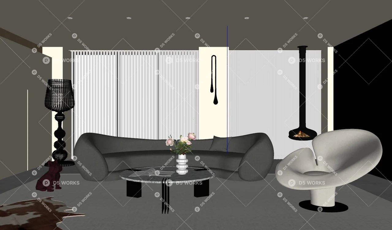 Minimalist Home Living Room 3d model thumbnail 2