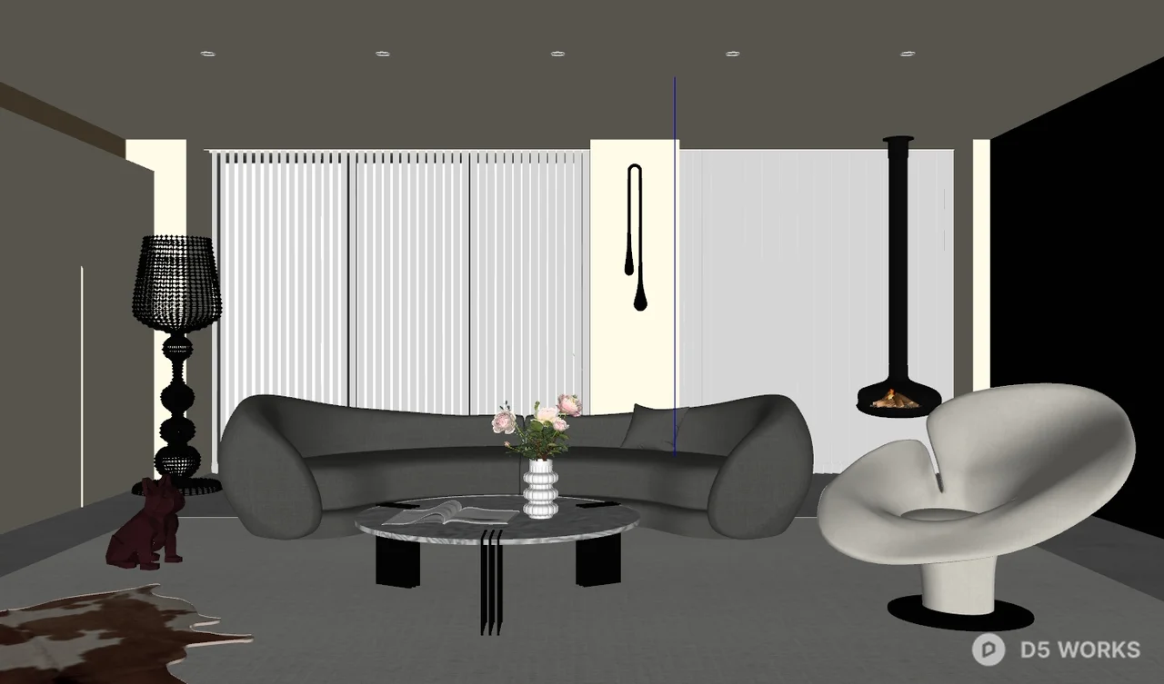 Modular Sectional Sofa With Navy Blue Accent Cushions 3d model thumbnail 2