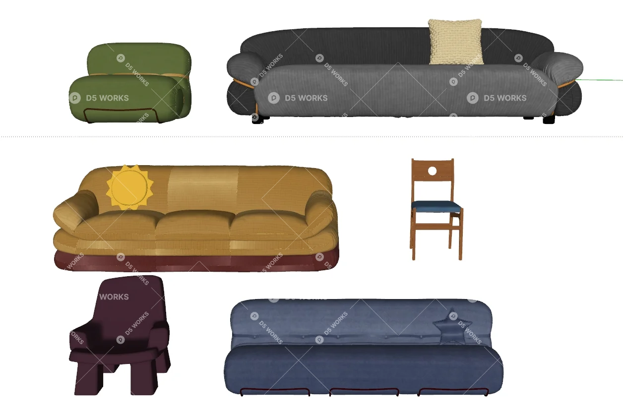 Modular Sofa Set 3d model thumbnail 2