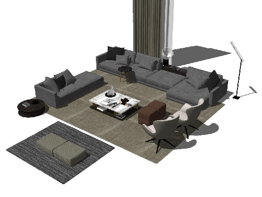 Italian Modern Sofa & Side Table Set 