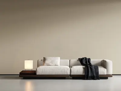 Minimalist Wooden Base Three Seater Sofa 3d model