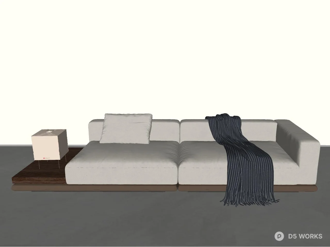 Minimalist Wooden Base Three Seater Sofa 3d model thumbnail 2