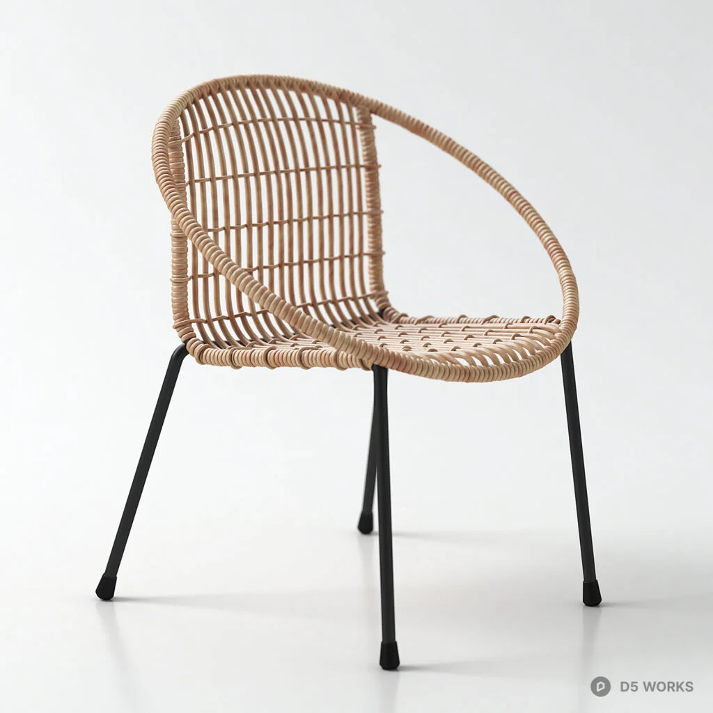 Rattan Outdoor Chair And Side Table Set 3d model thumbnail 4