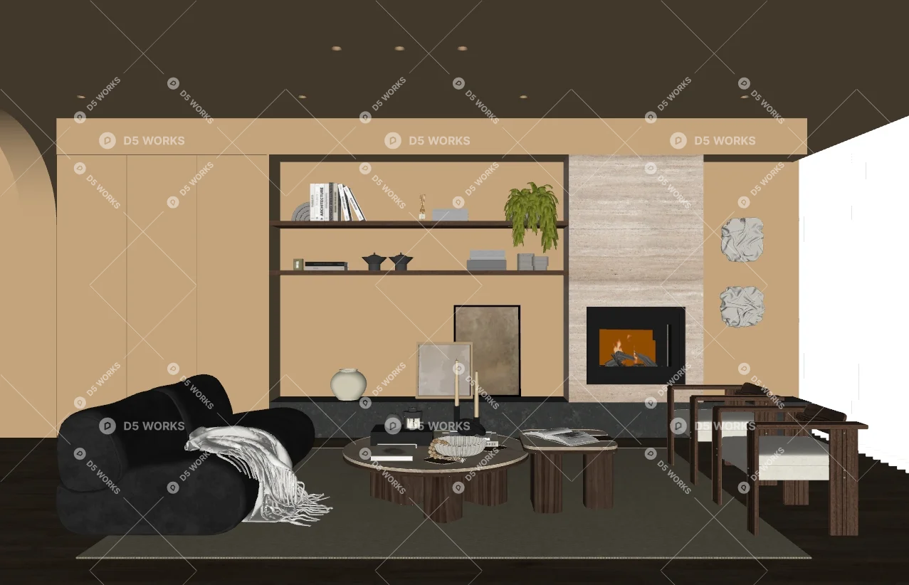 Wabi-Sabi Home Living Room 3d model thumbnail 2