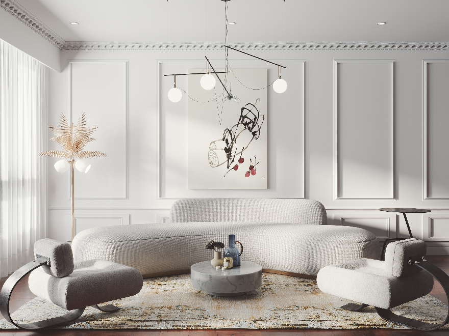 Creamy Irregular-shaped Sofa