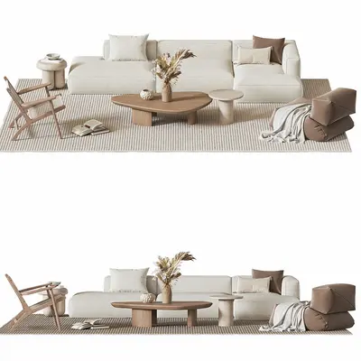 Organic Modern Sofa & Side Table Set