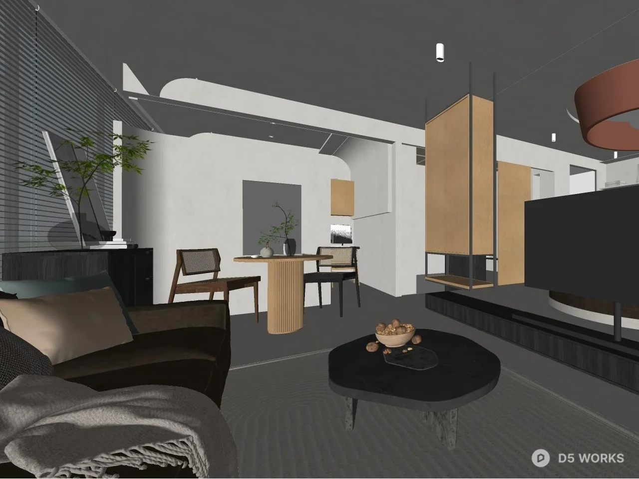 Feather-Style Layered Pendant Light 3d model thumbnail 3