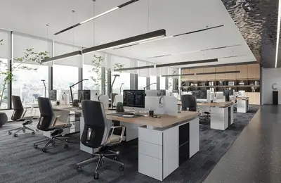 Modern Office Space With Minimalist Desks And Ergonomic Chairs 3d model
