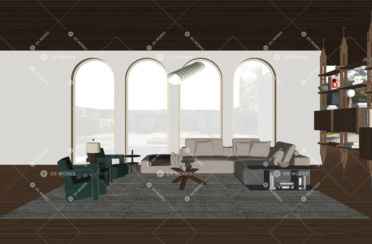 Modern Home Living Room 3d model thumbnail 2