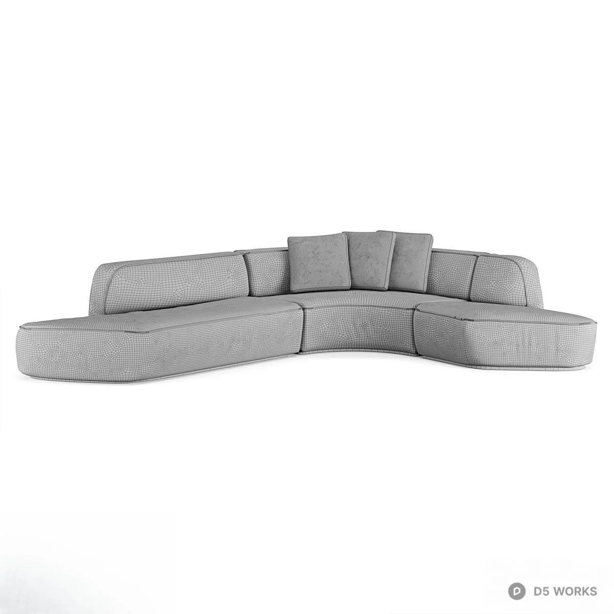 Curved Modular Sectional Sofa 3d model thumbnail 2