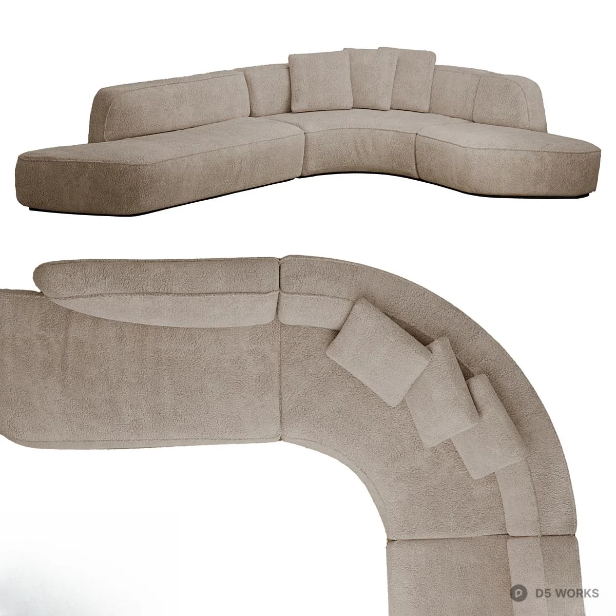 Curved Modular Sectional Sofa 3d model - Image 1