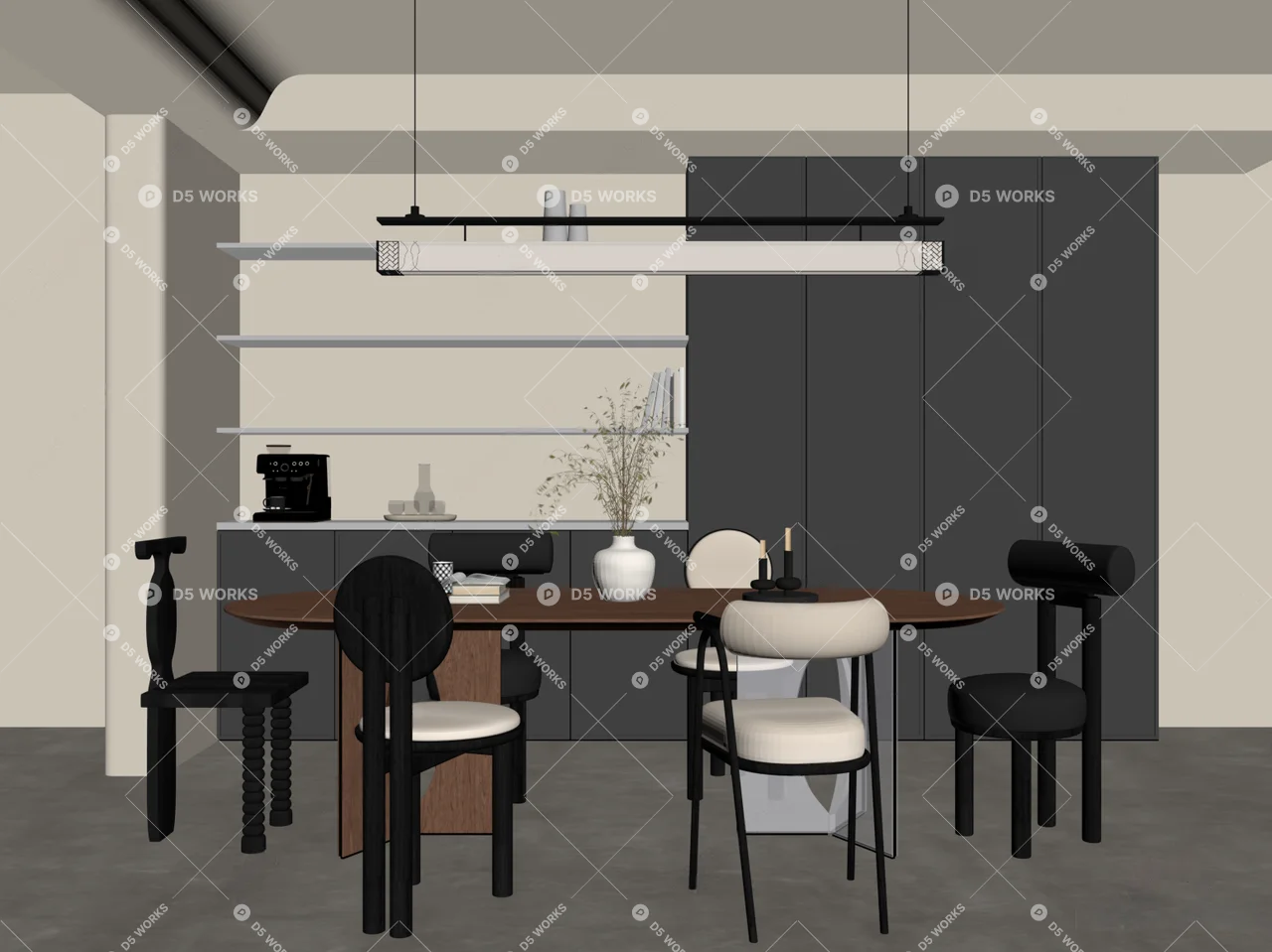 Modern Dining Room (Home) 3d model thumbnail 2