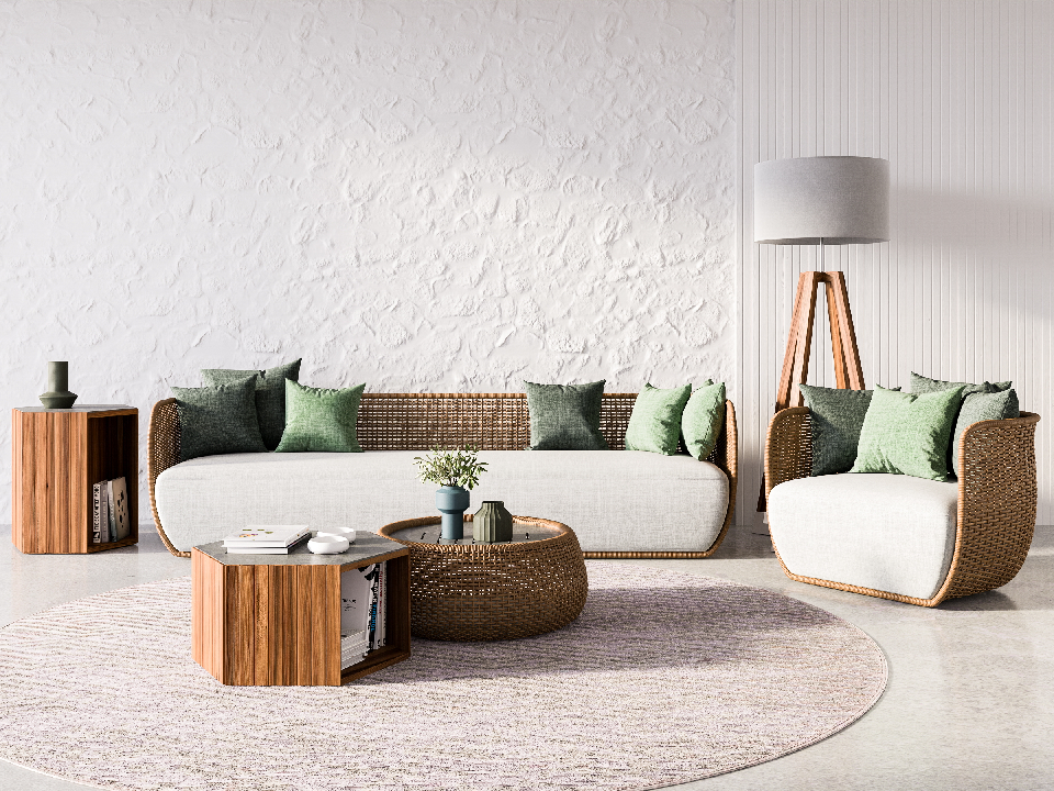 Scandinavian Sofa & Side Table Set