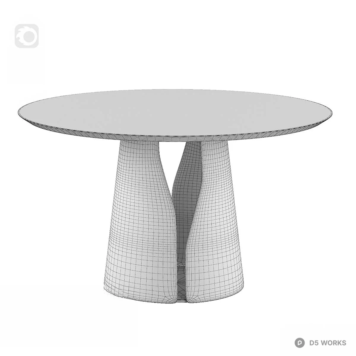 Minimalist Wood Top Dining Table With Sculptural Black Base 3d model thumbnail 5