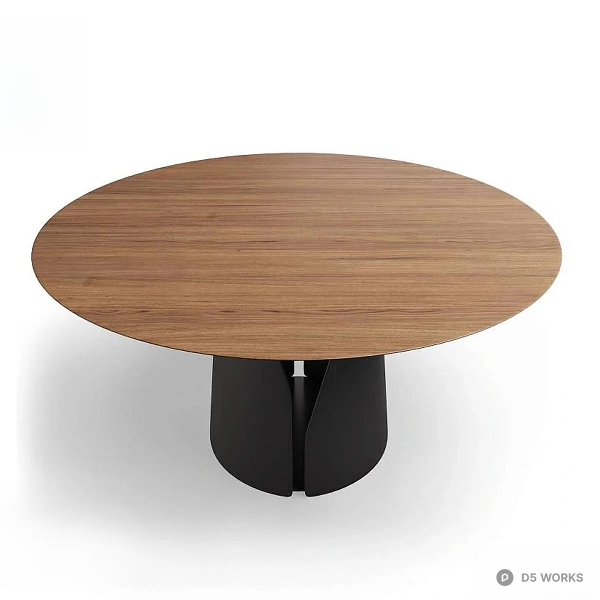 Minimalist Wood Top Dining Table With Sculptural Black Base 3d model thumbnail 4