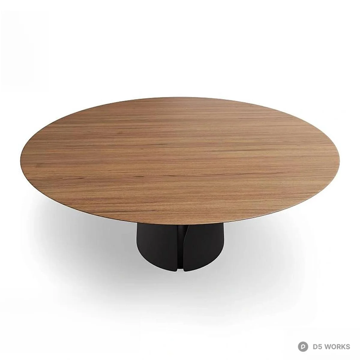 Minimalist Wood Top Dining Table With Sculptural Black Base 3d model thumbnail 2