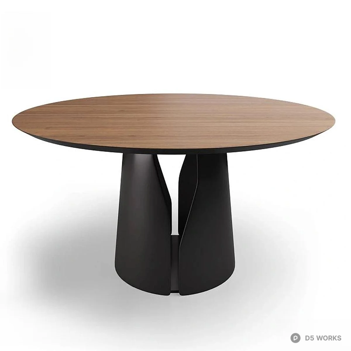 Minimalist Wood Top Dining Table With Sculptural Black Base 3d model thumbnail 3