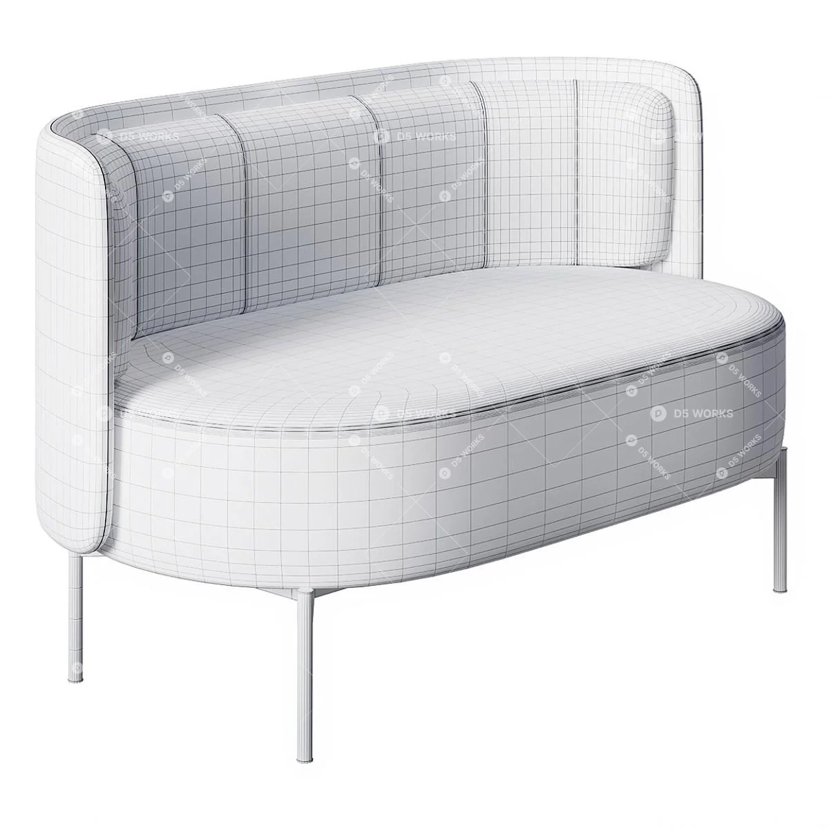Two-seater Sofa 3d model thumbnail 3