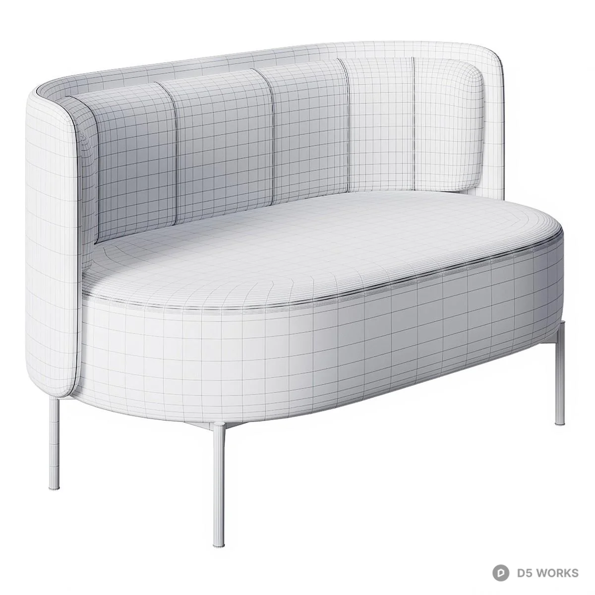 Modern Gray Velvet Three Seater Sofa 3d model thumbnail 3