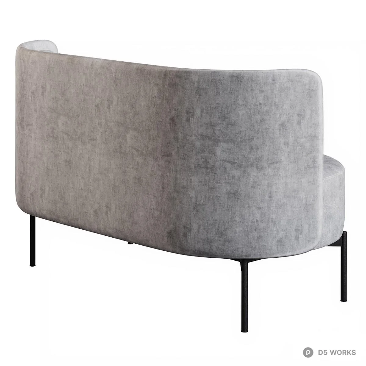 Modern Gray Velvet Three Seater Sofa 3d model thumbnail 2