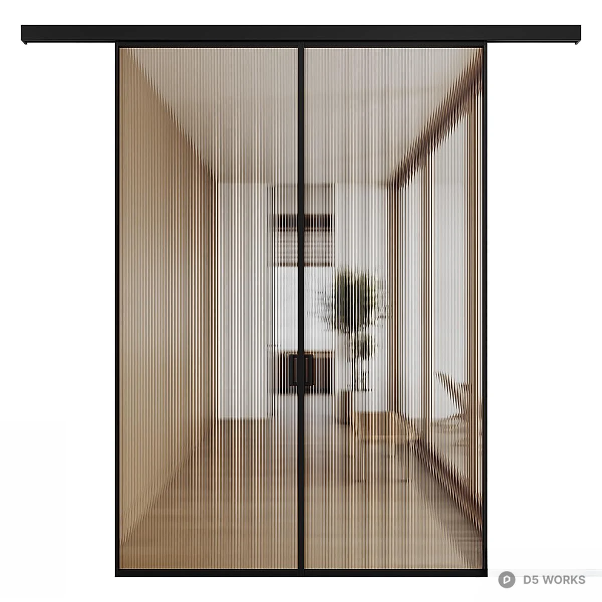 Minimalist Living Room with Sliding Door 3d model - Image 1