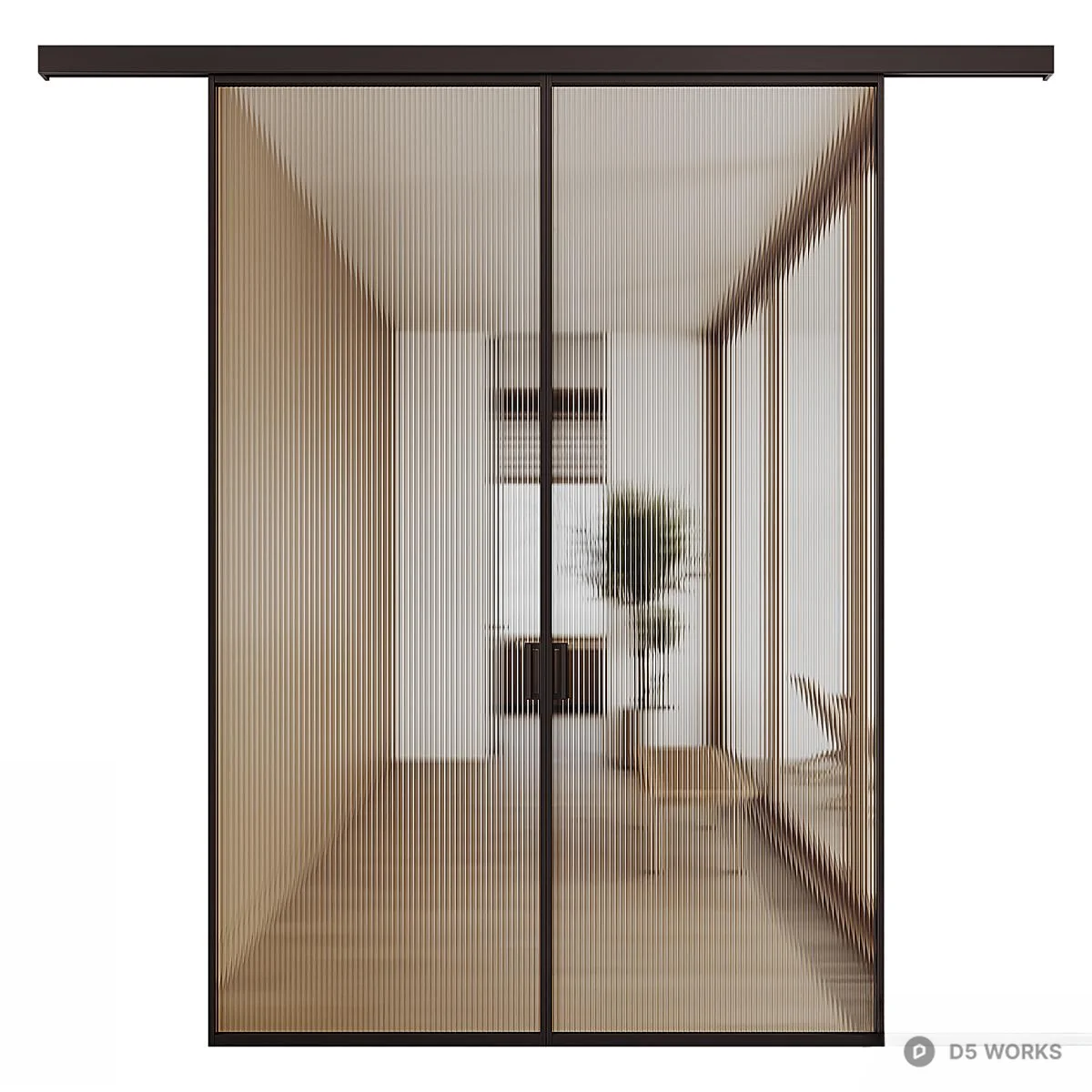 Minimalist Living Room with Sliding Door 3d model thumbnail 2