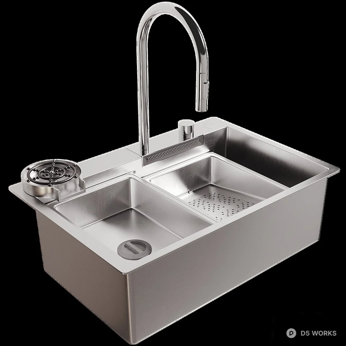 Stainless Steel Double Basin Sink 3d model - Image 1