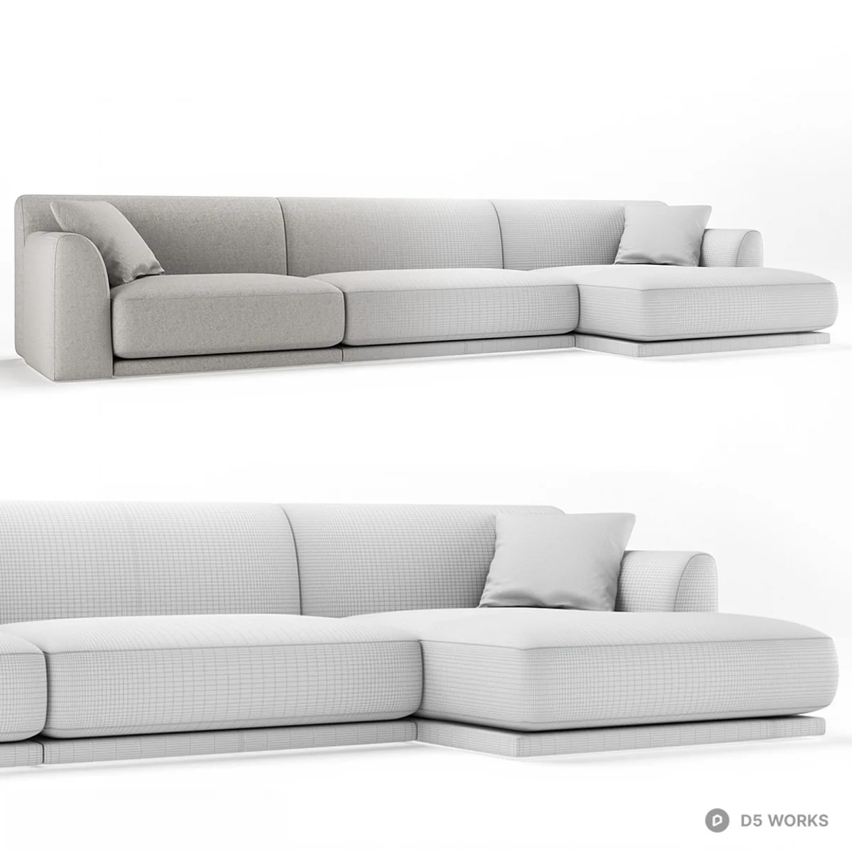 Minimalist Gray Modular Sectional Sofa 3d model thumbnail 3