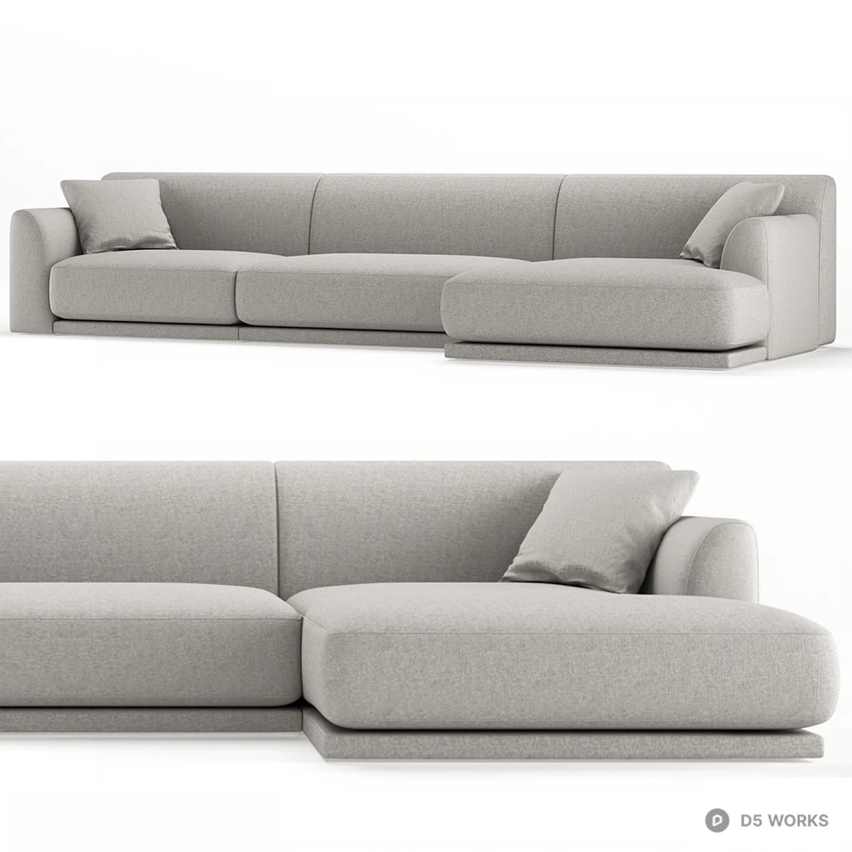 Minimalist Gray Modular Sectional Sofa 3d model thumbnail 2