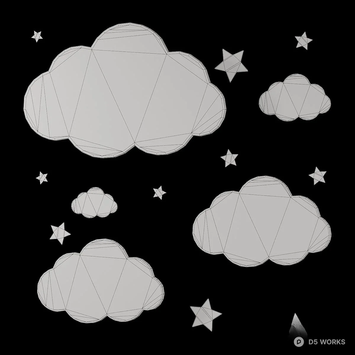 Cloud And Star Wall Lamp 3d model thumbnail 2
