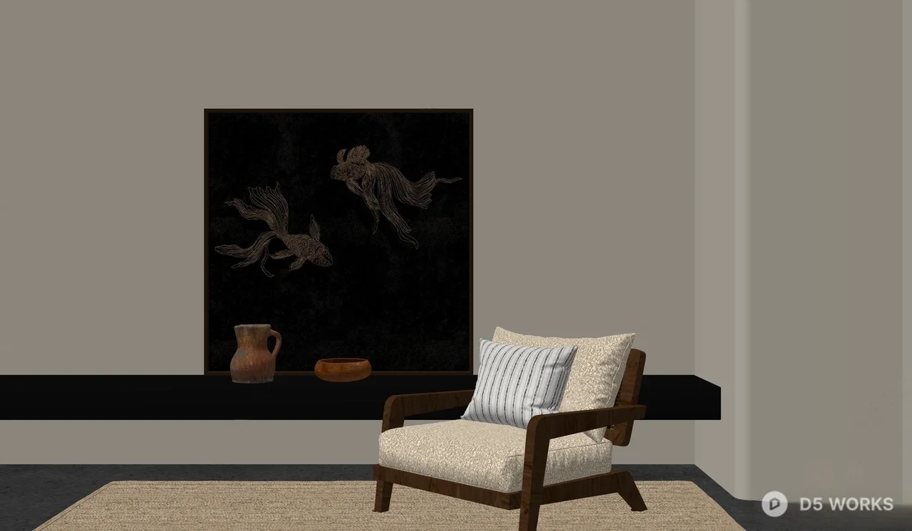 Wooden Frame Armchair With Textured Upholstery 3d model thumbnail 2