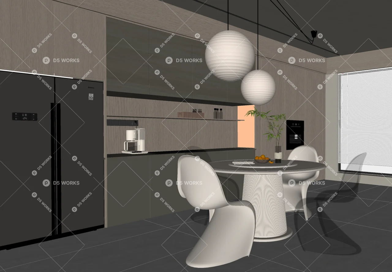 Modern Dining Room (Home) 3d model thumbnail 2