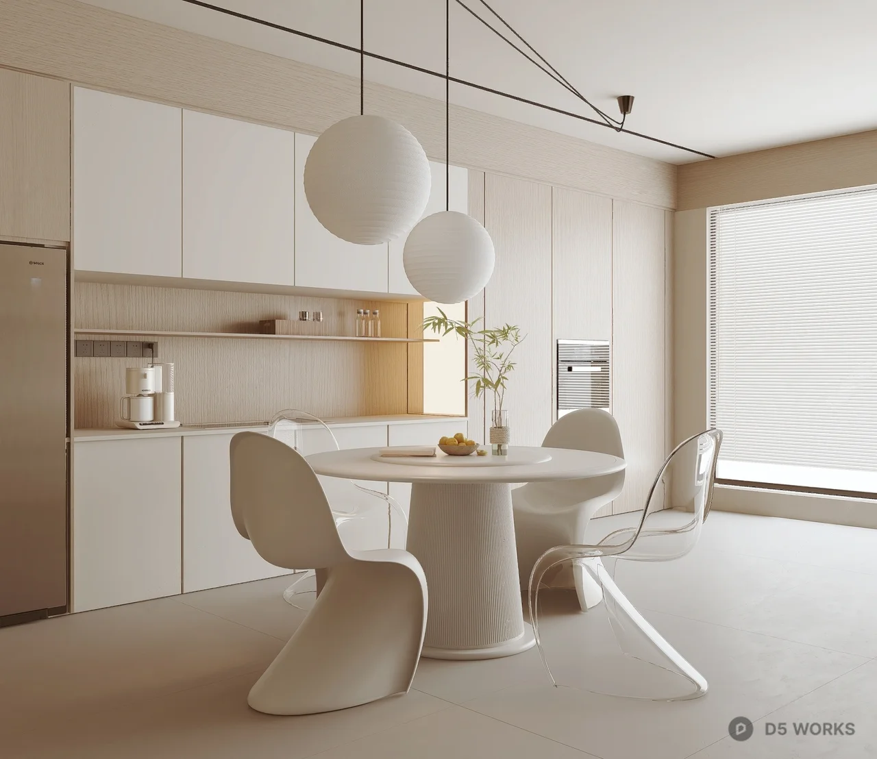 Minimalist Home Dining Room with Round Table 3d model - Image 1