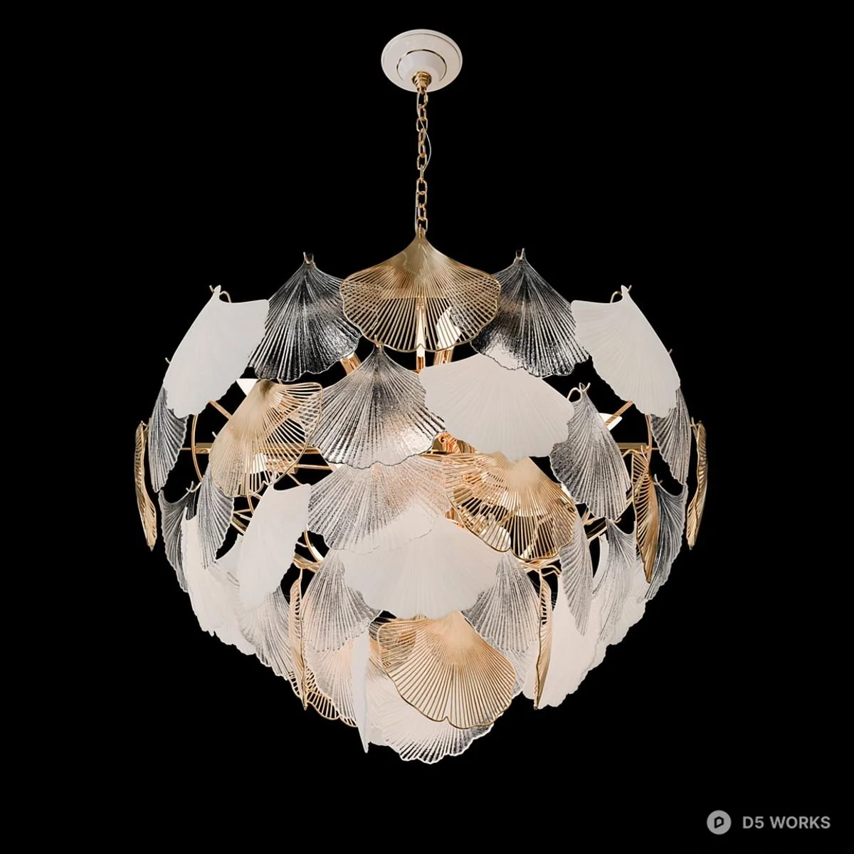 Feather Leaf Chandelier Minimalist Design 3d model thumbnail 2
