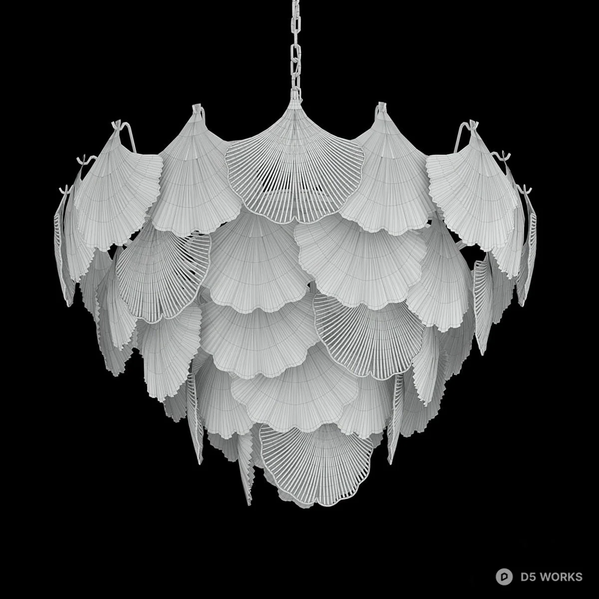 Feather Leaf Chandelier Minimalist Design 3d model thumbnail 3