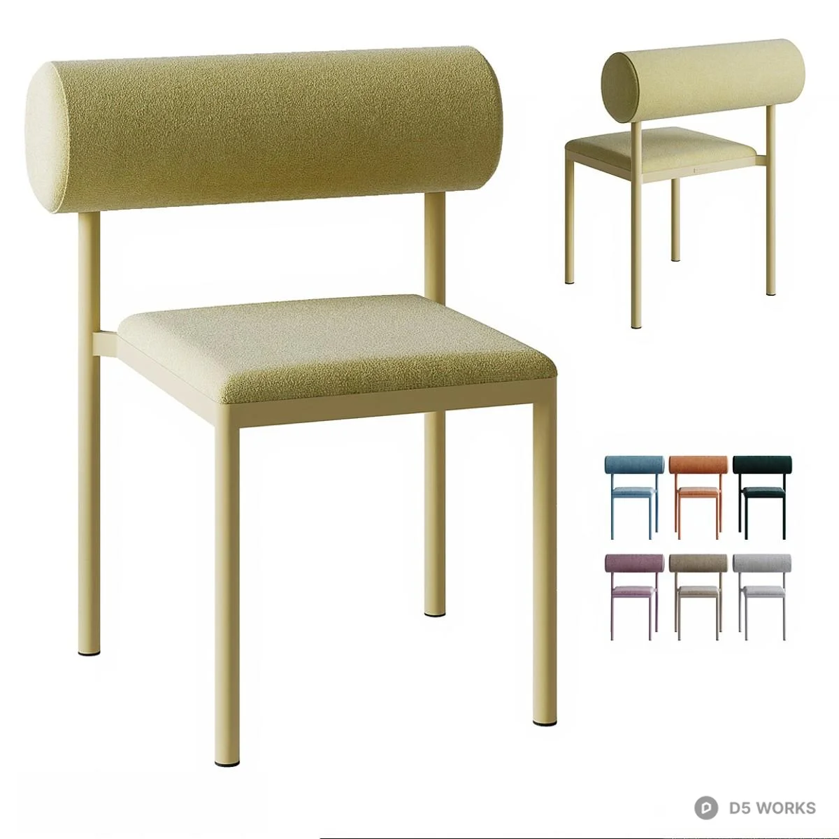 Minimalist Upholstered Dining Chair 3d model - Image 1