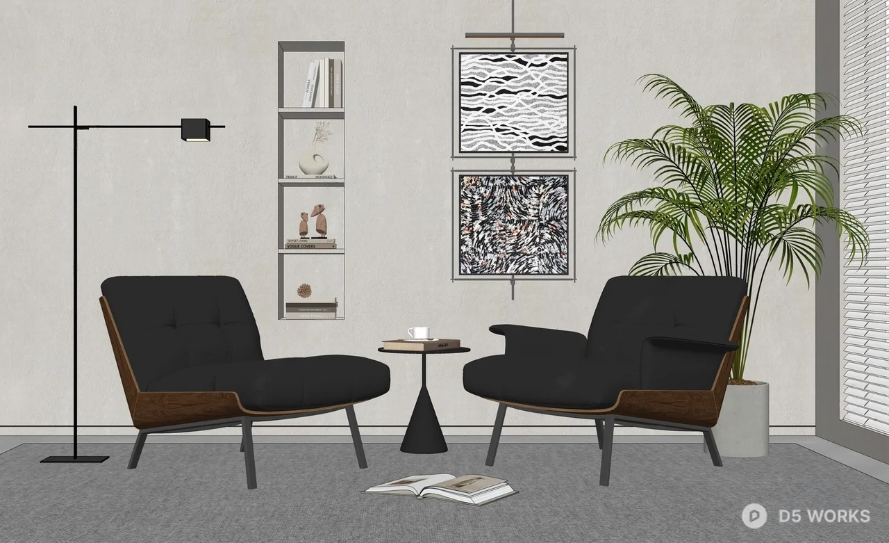 Mid Century Modern Leather Lounge Chair 3d model thumbnail 2