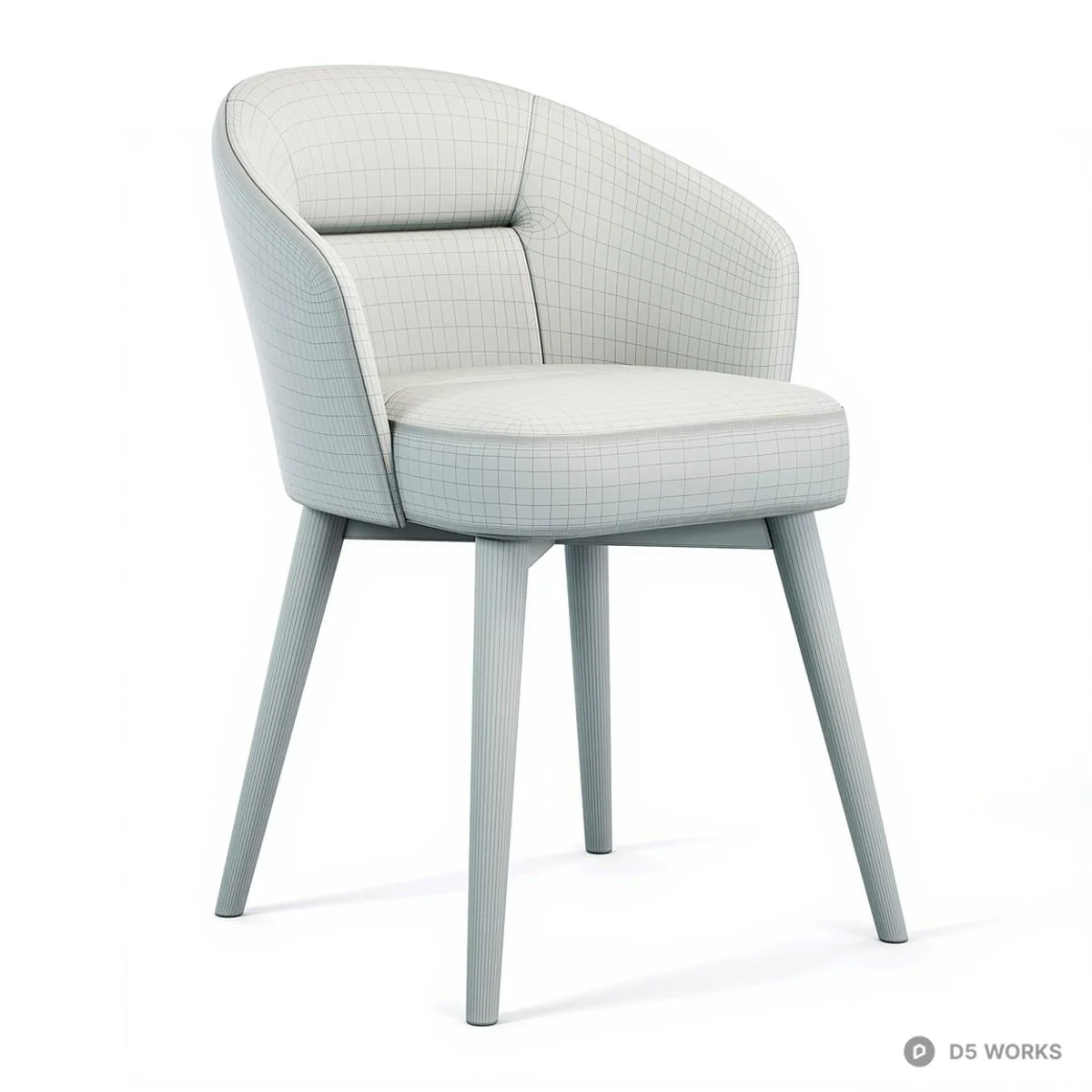 Upholstered Armchair With Tapered Legs 3d model thumbnail 7